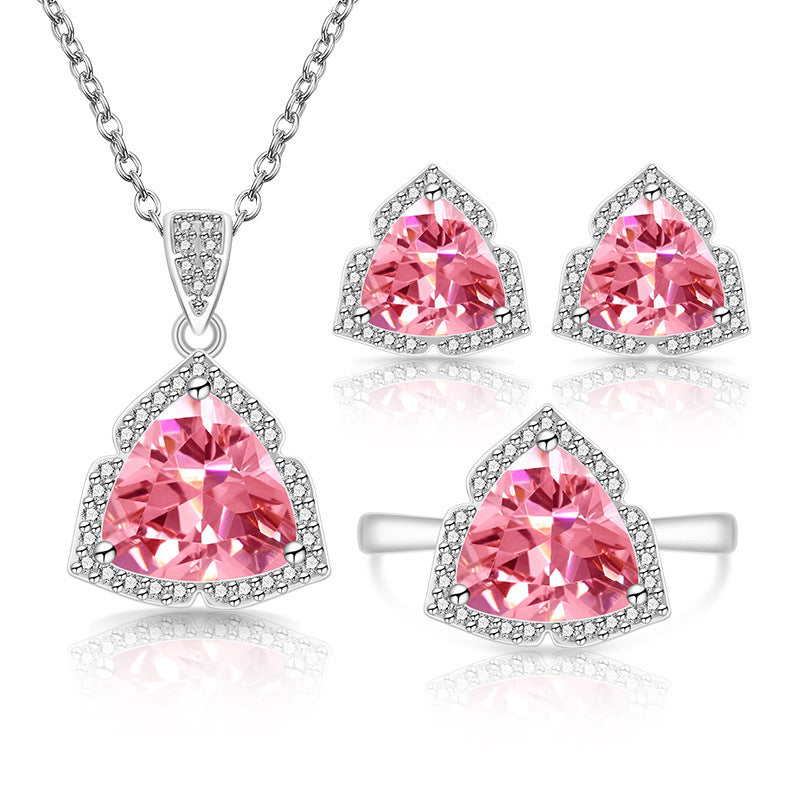 Women's Live Broadcast Fashion Temperament Imitation Natural Colored Gems Zircon Jewelry Set