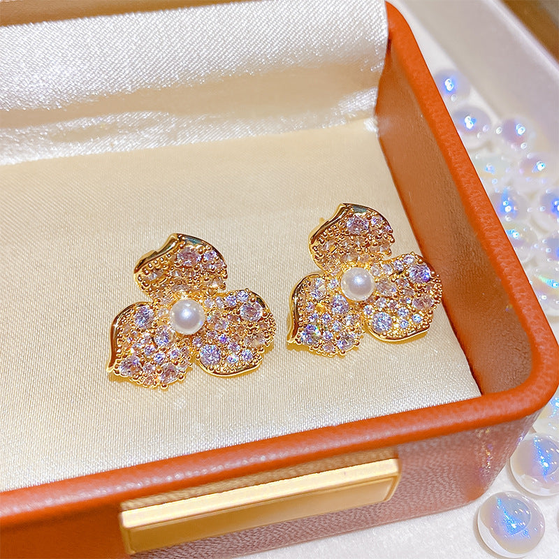 Flower Collection Real Gold Plating Quality Sweet Earrings