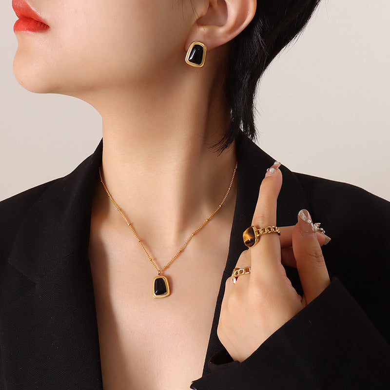 Women's Exaggerated Colorful Opal Design Fashion Titanium Jewelry Set