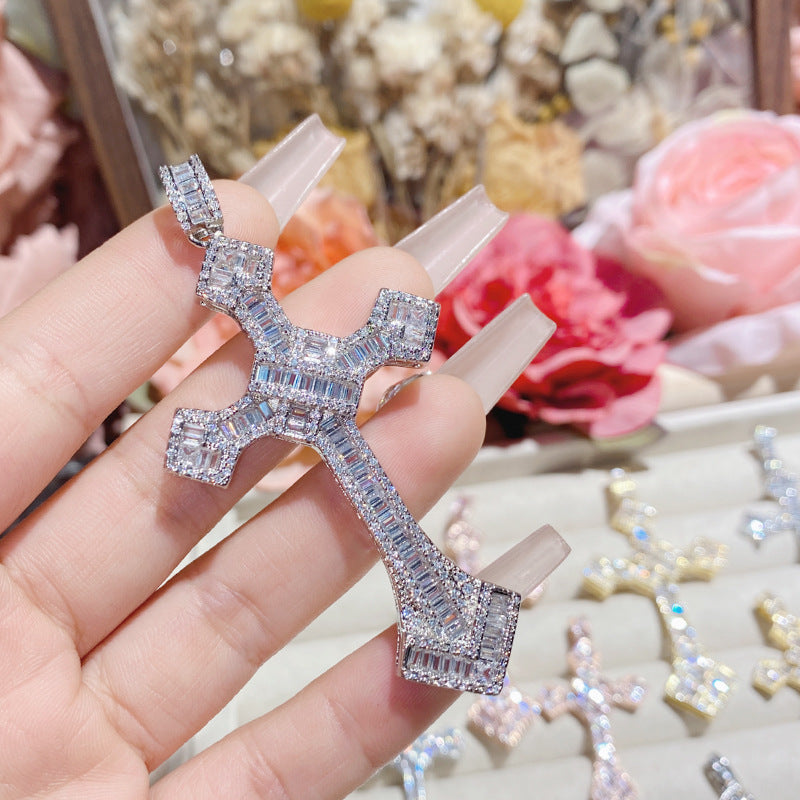 Full Diamond Cross Hip Hop Real Necklaces