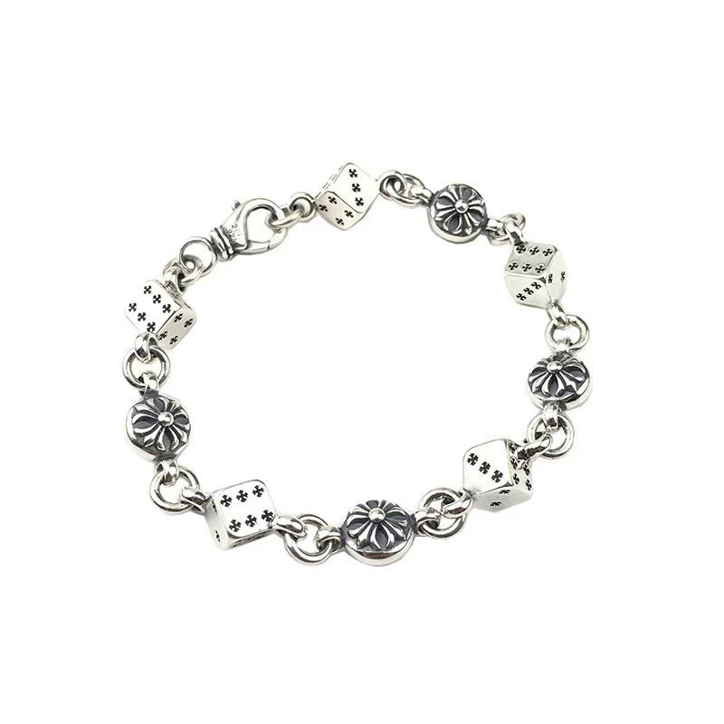 Women's & Men's Dice Cross Retro Personality Ruffle Handsome Punk Bracelet