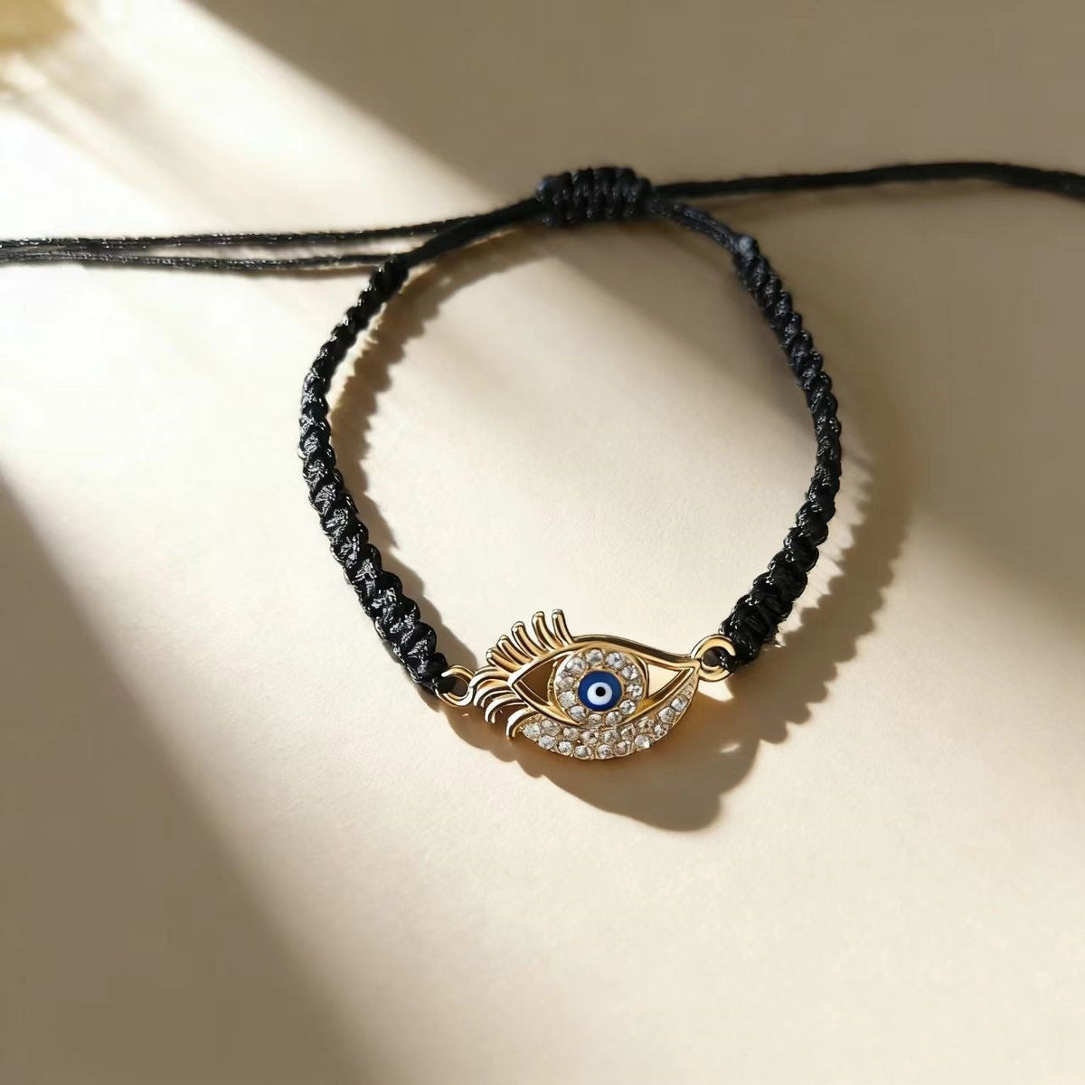 Eye Lucky Guardian Diamond Eyelash Blue Hand-woven Adjustable Bracelet