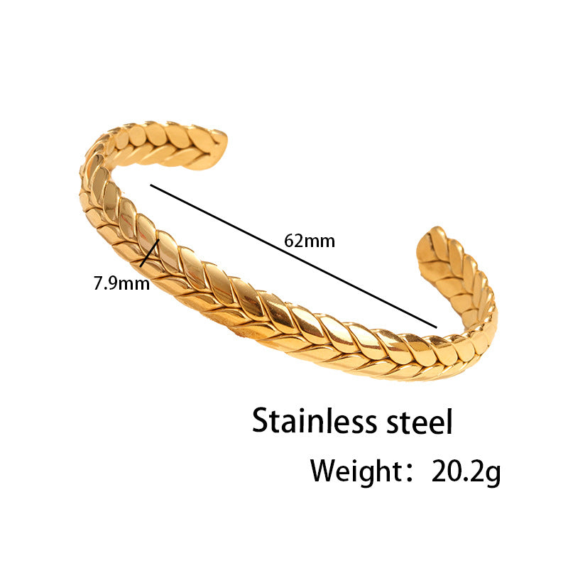 Fashion Titanium Steel Wheat Open-ended High-grade Shaped Couple Bracelet