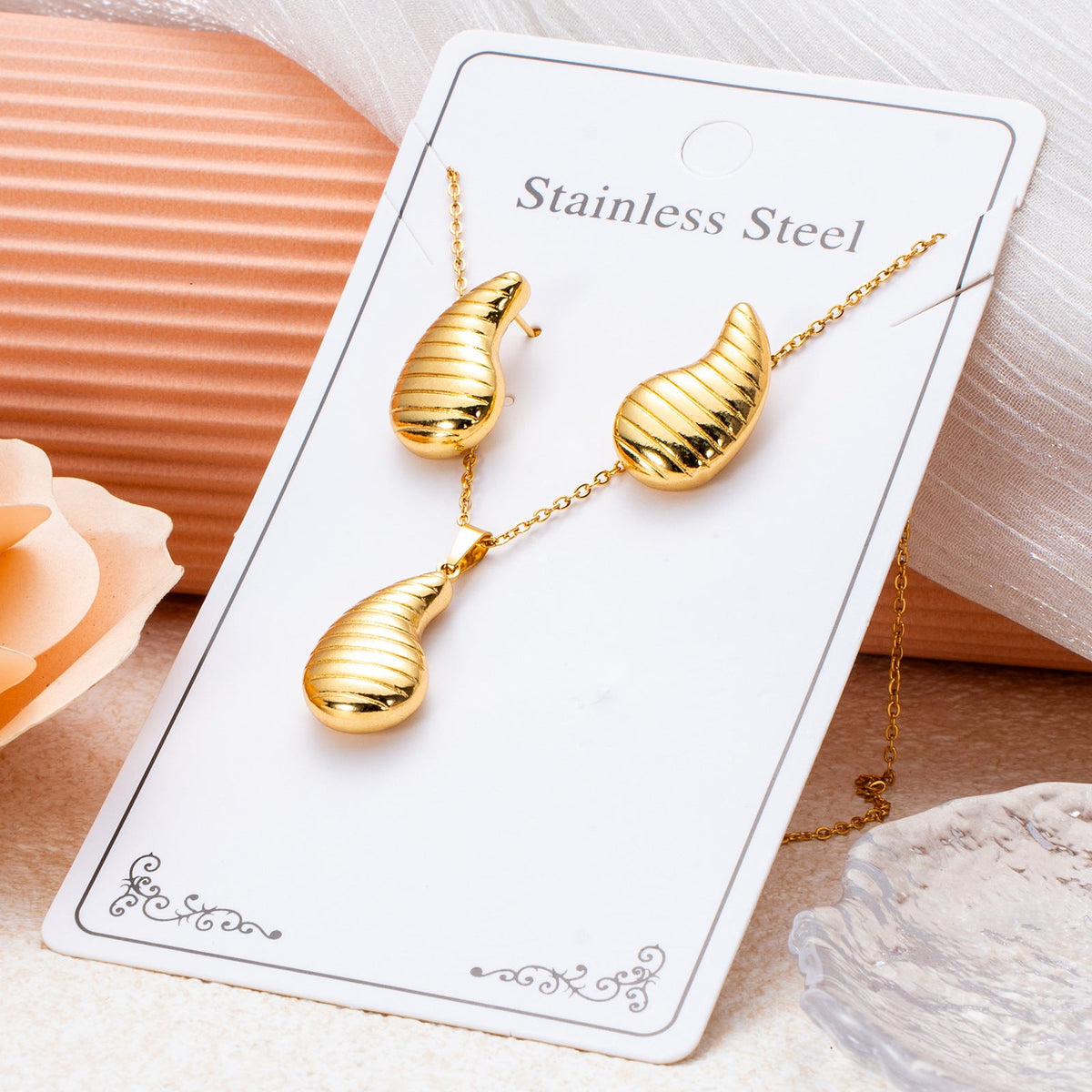 Series Stainless Steel Ear Light Luxury Jewelry Set