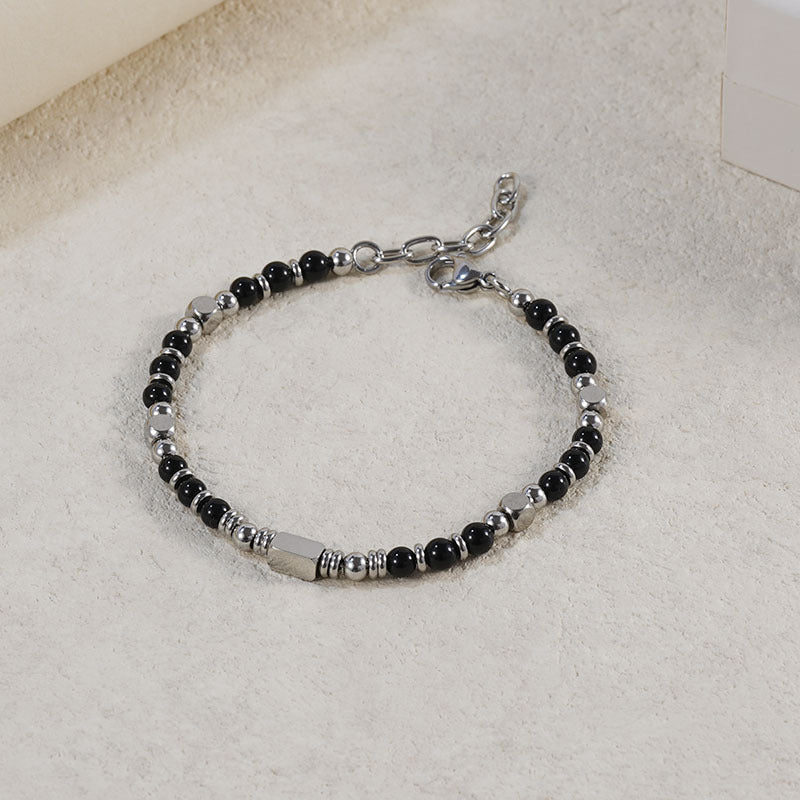 Stone Stainless Steel Obsidian Fashion Blue Turquoise Handmade Bracelet