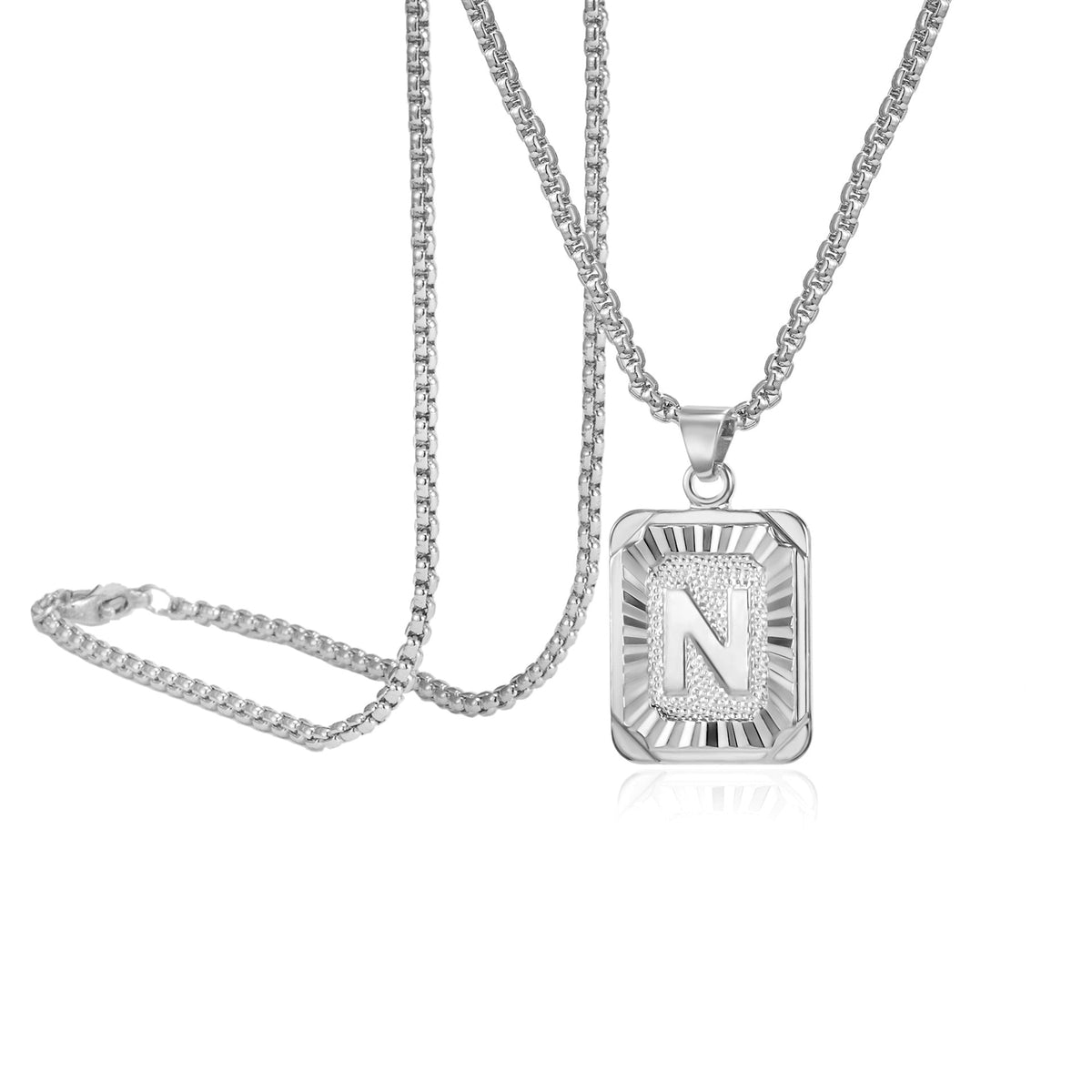 P Square Plate Clavicle Chain Neck Sier Pendants
