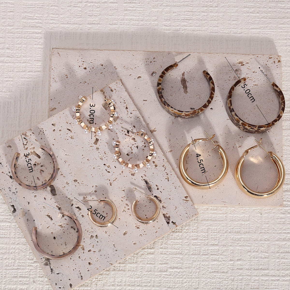 Inlaid Pearl Fashion Design Alloy Resin Plate Female Gold-plated Personality Stud Earrings