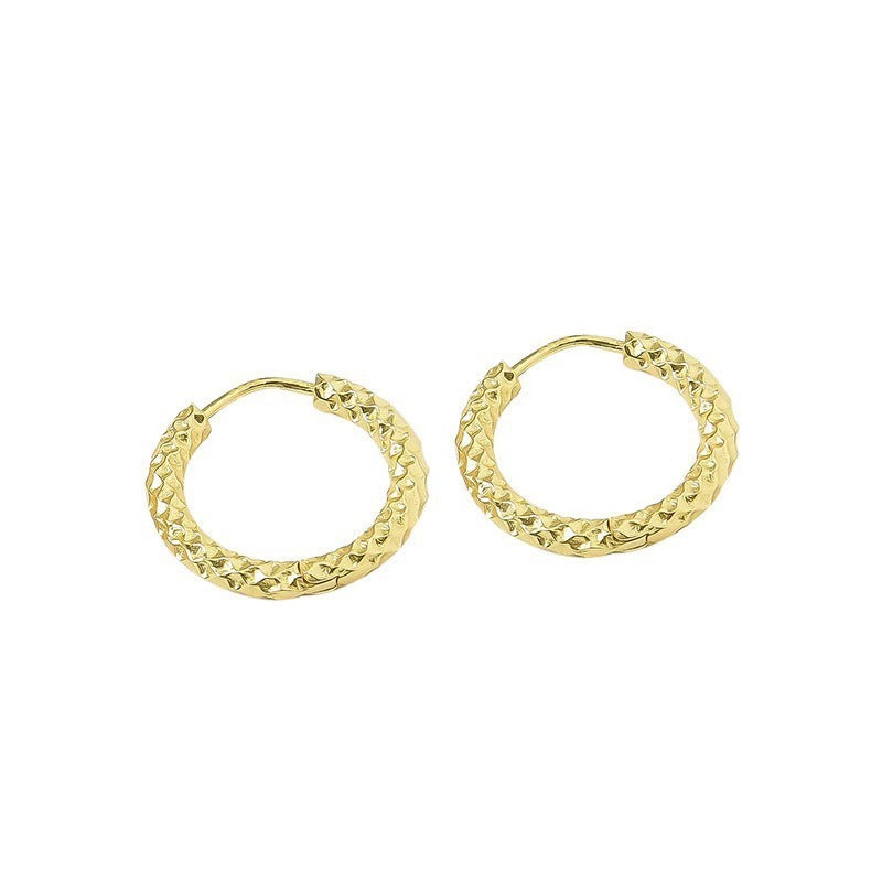 Stainless Steel Circle Ear Clip Cold Wind Embossed Niche Titanium Earrings