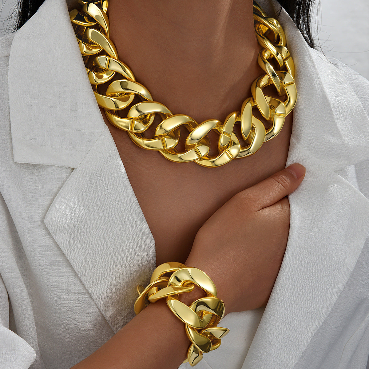 Women's Exaggerated Punk Thick Chain Personalized Clothing Jewelry Set