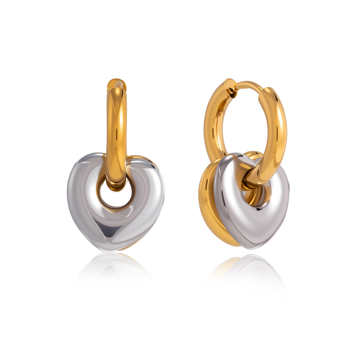 Stainless Steel Love Heart Ear Clip Earrings