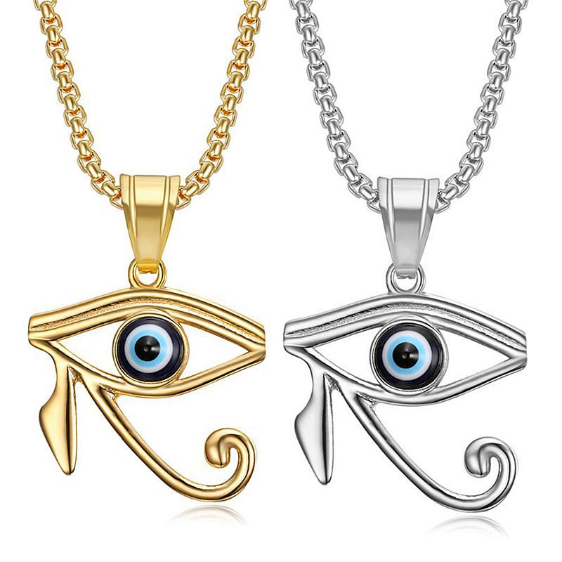 Horus Titanium Steel Gold Plated Turkey Blue Pendants