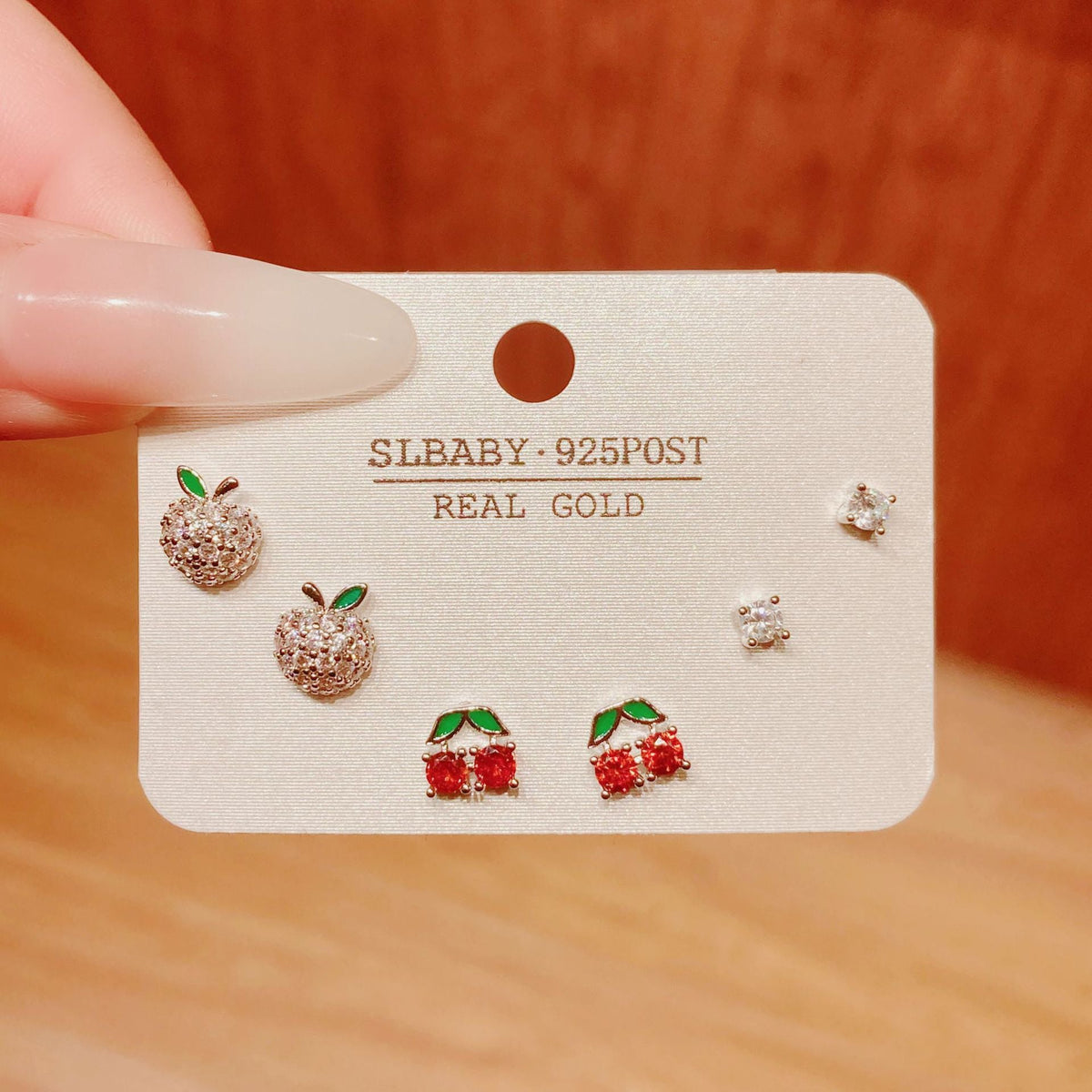Horse Angola Red Female Cherry Camellia Stud Earrings