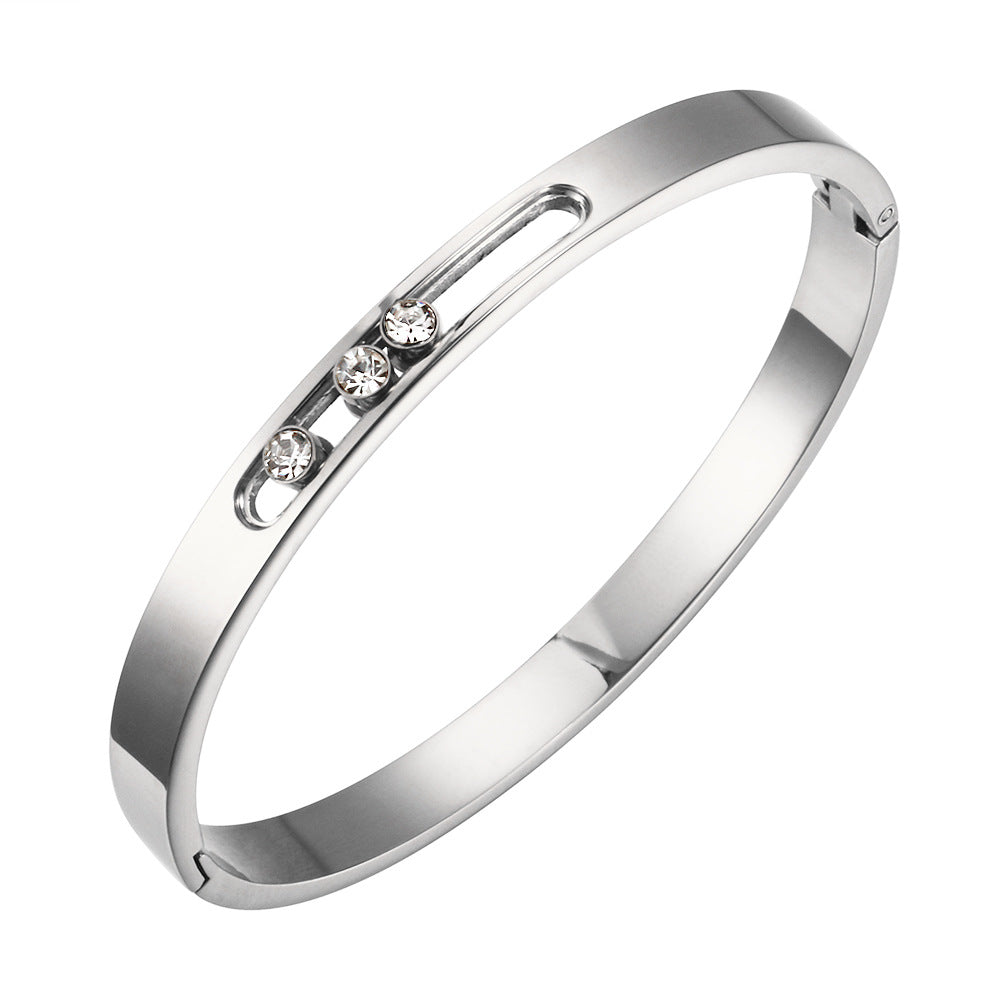Stainless Steel Diamond Circle Moving Stone Holder Jewelry Set