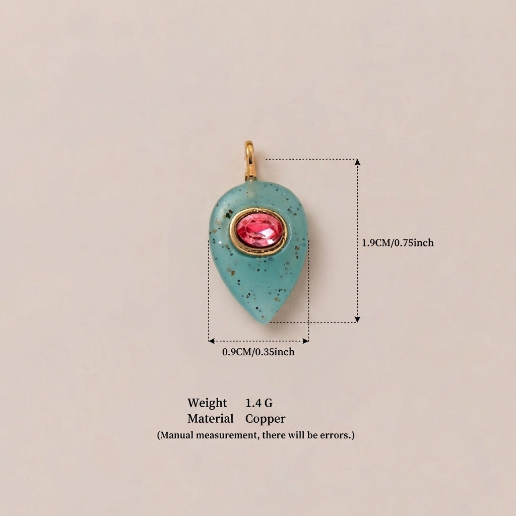 Birthstone Zircon Round Square Glass Gold Pendant
