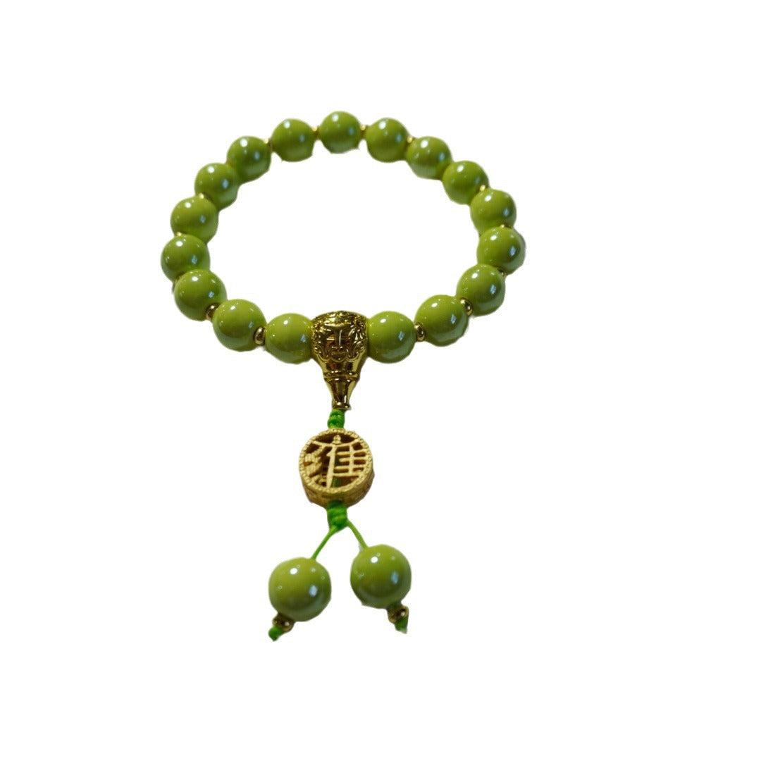 Gray Colored Glaze Porcelain Pearl Colorful Temple Scenic Bracelets