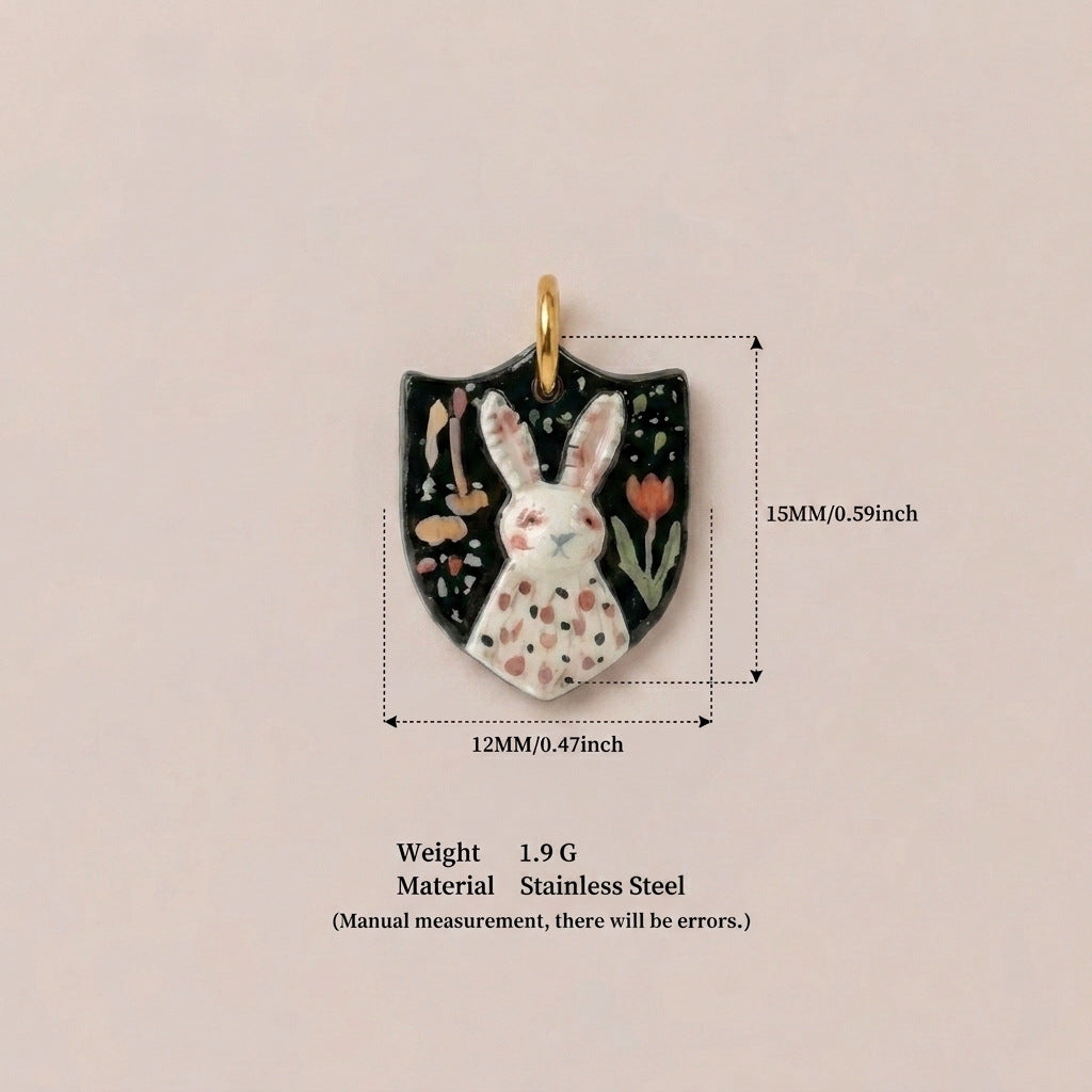 Cartoon Rabbit Long Star Printing Series Gold Color Pendants