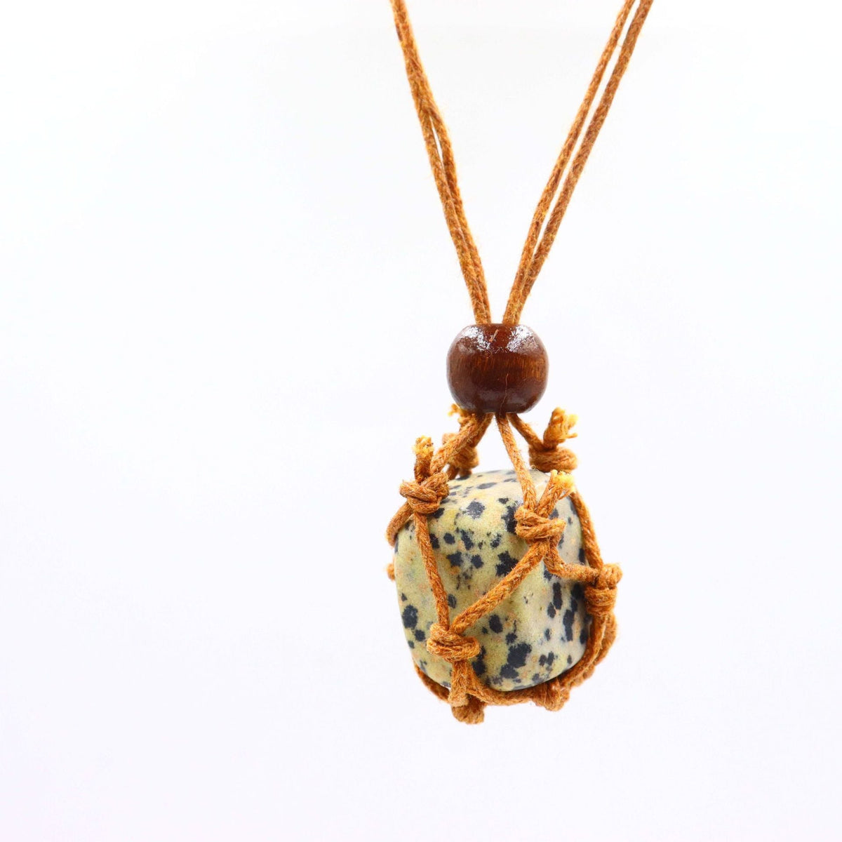 Hand-woven Niche Natural Stone Crystal Mesh Bag Pendants