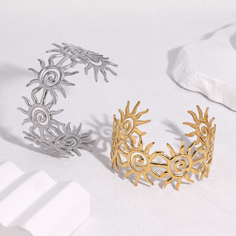 Steel Open Sun Spiral Personality Design Light Luxury High-grade Gold-plated Bracelet