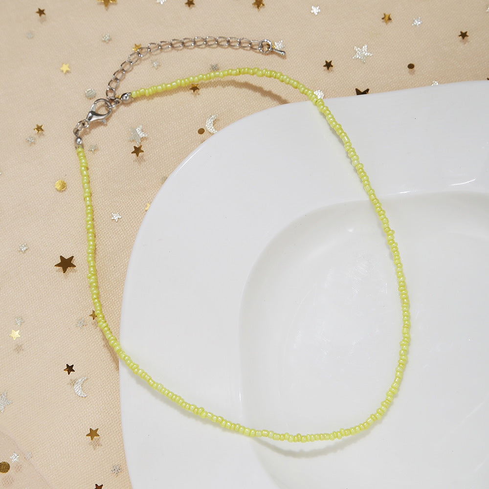 Women's Small Beads Beaded Girly Style Rainbow Necklaces