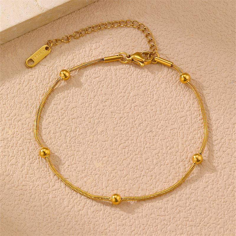 Women's Steel Chain Round Beads Hemp Flowers Bracelets