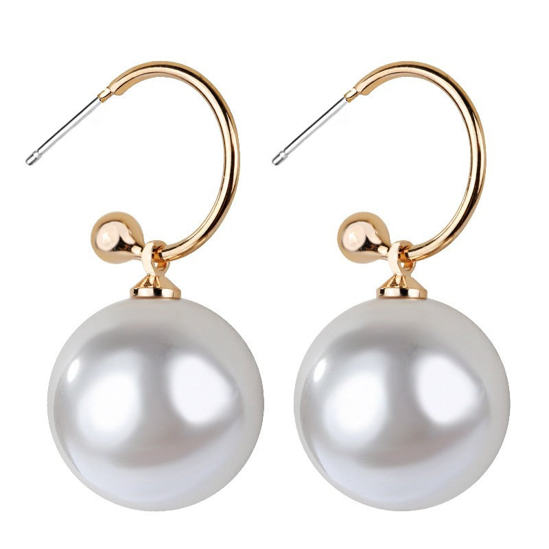 Sier Needle Big Pearl Advanced Atmosphere Beautiful Earrings
