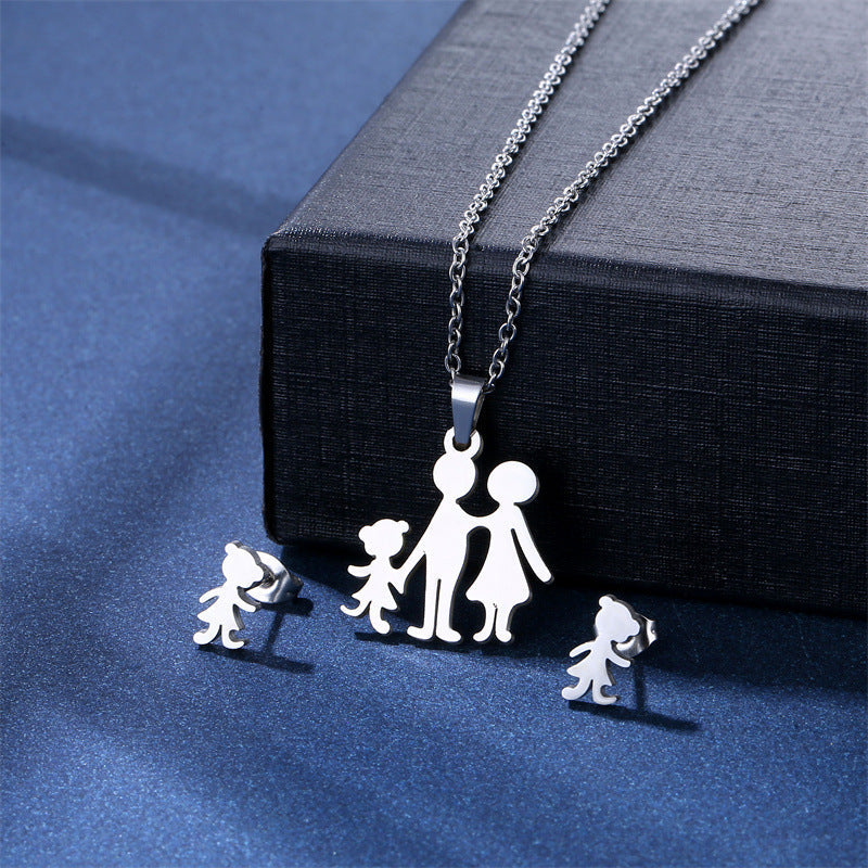 Women's Stainless Steel Suite Fashion Geometry Pattern Animal Love Jewelry Set