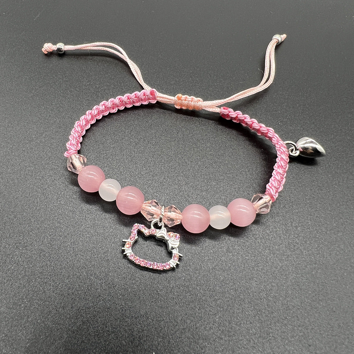 Cat Heart-shaped Magnetic Hand Woven Rope Bracelets