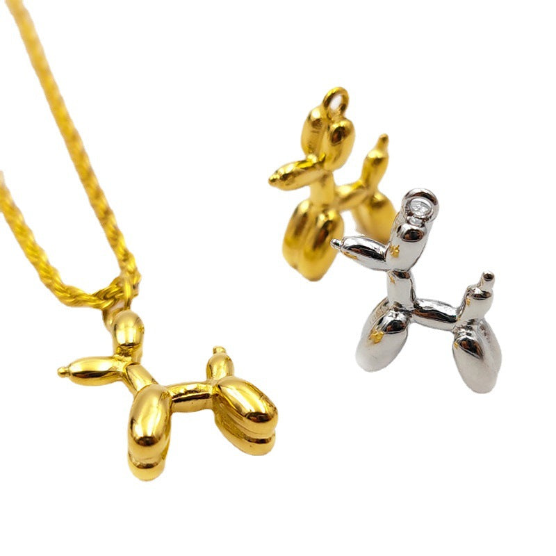 Children's Fun Trendy Balloon Puppy Plated 3d Special Pendant