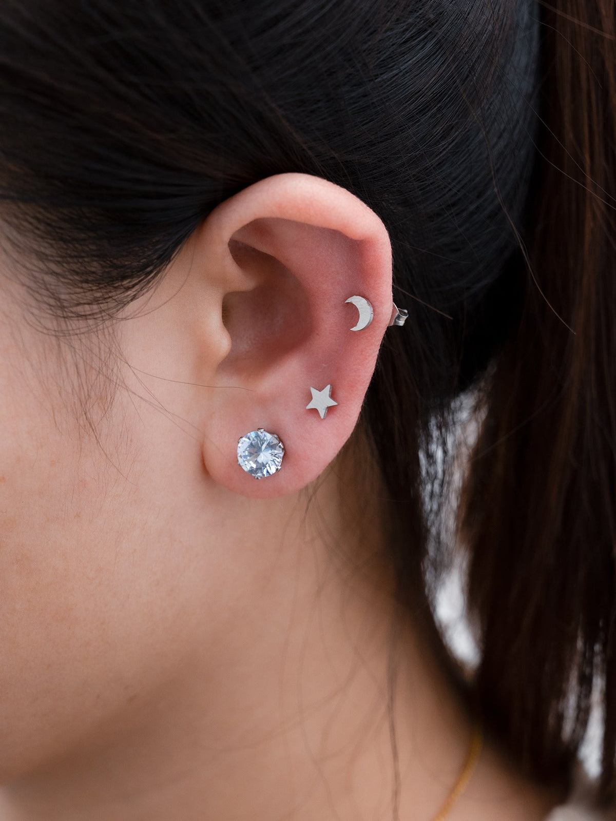 Women's Fashionable Simple Mini Gold-plated Stainless Steel Trending Stud Earrings