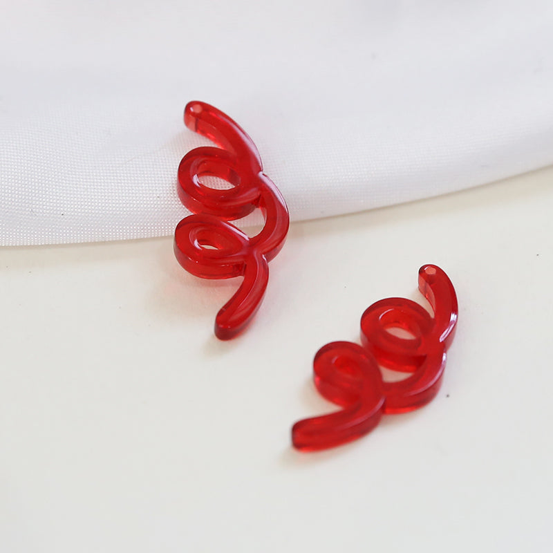 Illustration Line Tulip Flower Leaf Acrylic Handmade Earrings