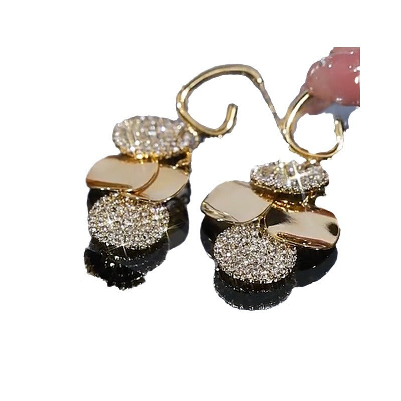 Women's Starry Sky Geometric Tassel Fashion High Sense French Metallic Earrings