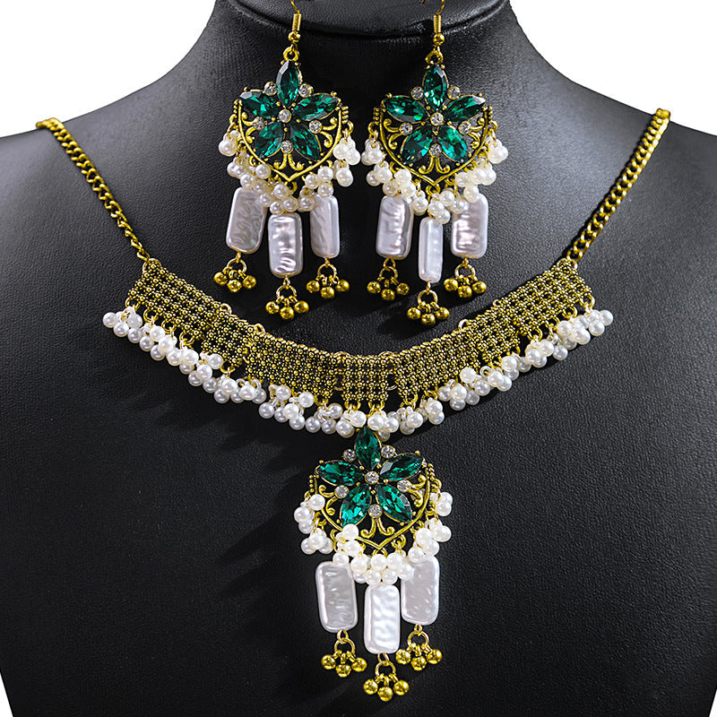 Bohemian Crystal Ethnic Style Diamond Tassel Jewelry Set