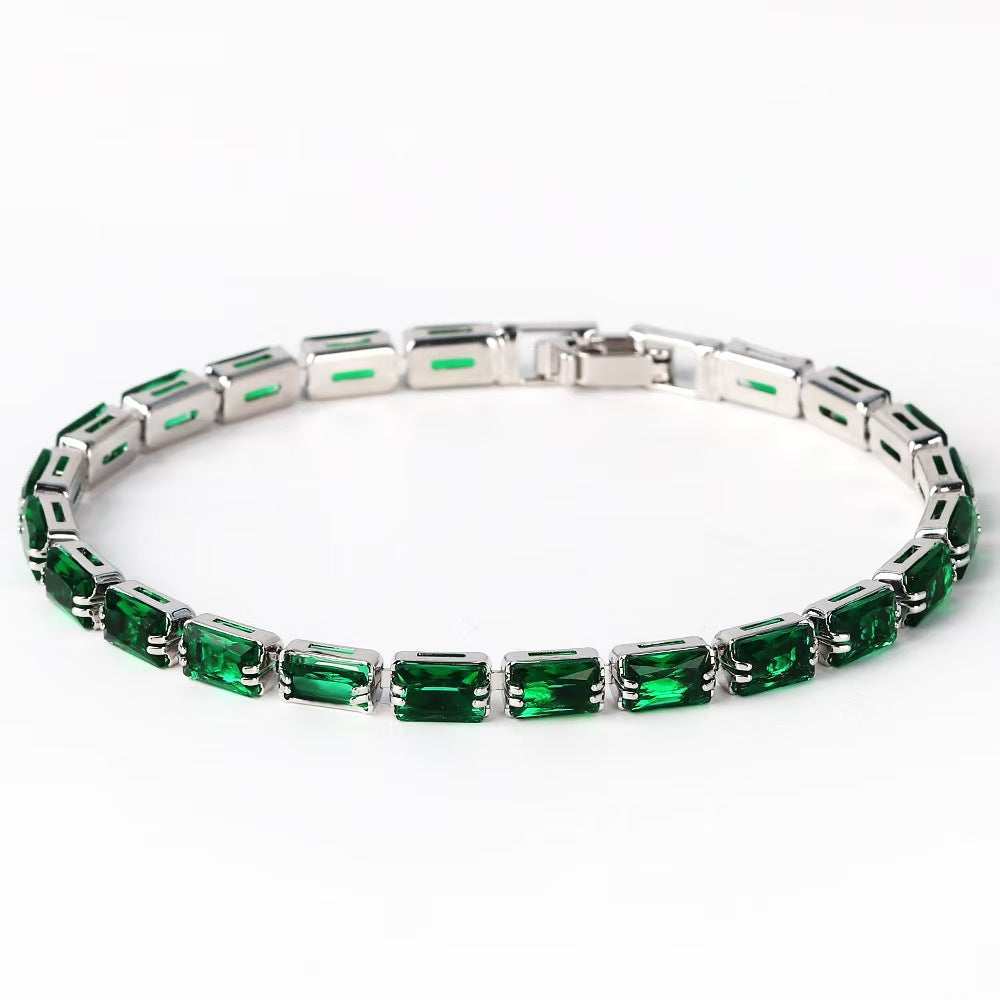 Women's Minority Copper Rectangular Korean Diamond Crystal Color Fashion Zircon Bracelet