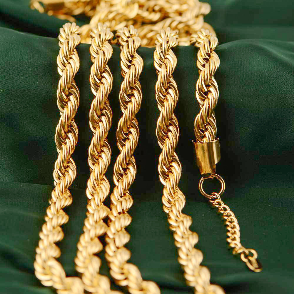 Men's Stainless Steel Hemp Flowers Chain Hip Hop Neutral Titanium Necklace