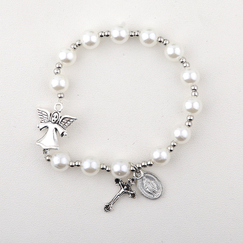 Durable Stringed Pearls Cross Gift For Bracelets