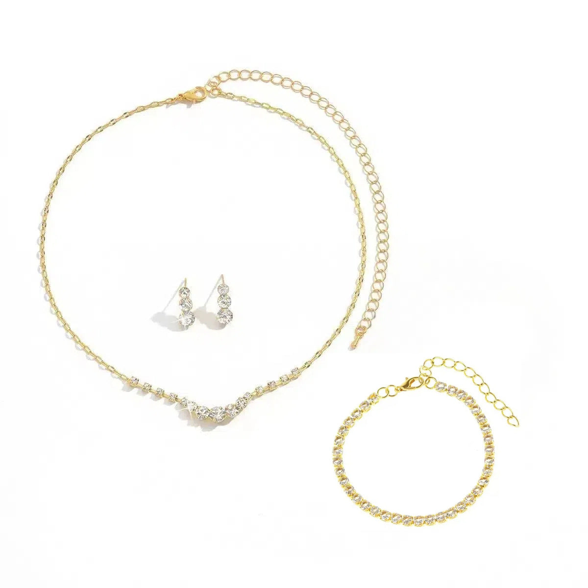 Metal Claw Chain Rhinestone Wedding Bridal Eardrop Jewelry Set