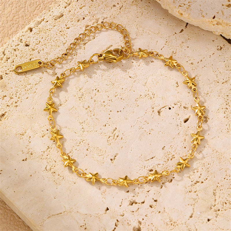 Women's Steel Chain Round Beads Hemp Flowers Bracelets