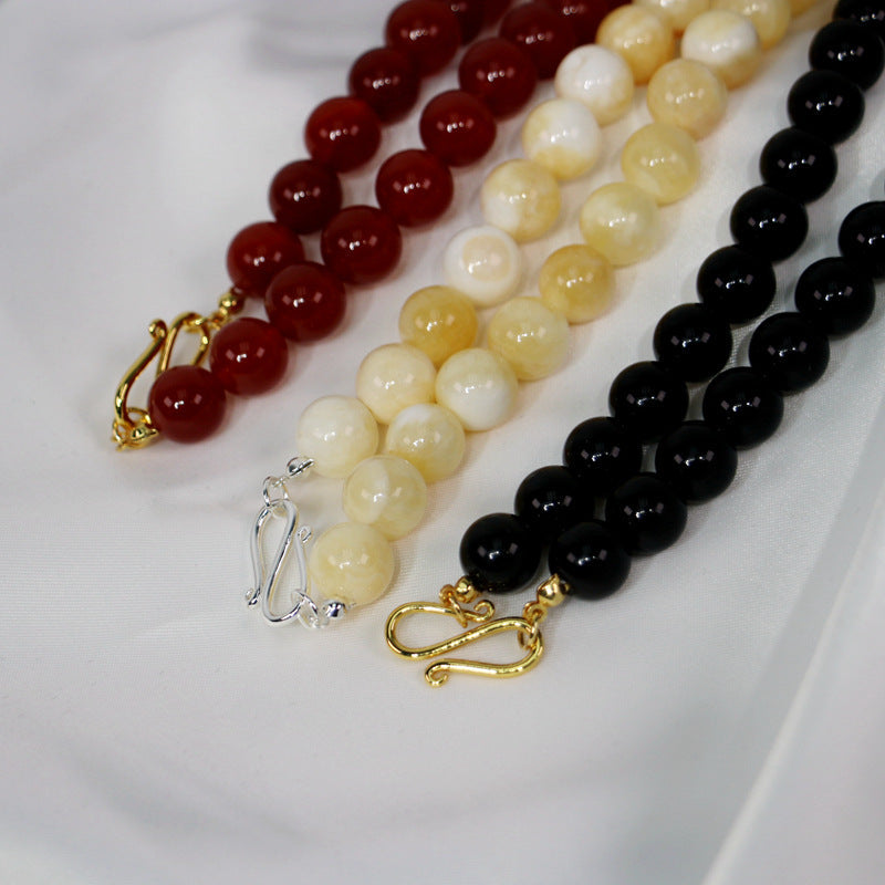 Red Huang Round Beads Niche High-grade Light Necklaces