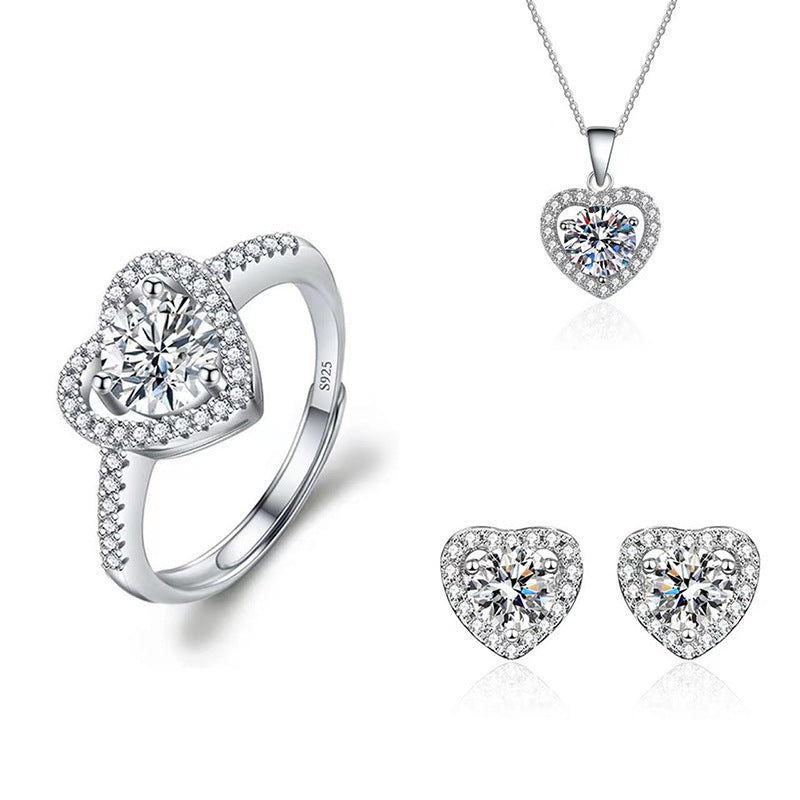 Imitation Moissanite Three-piece Zircon Temperament Ear Earrings