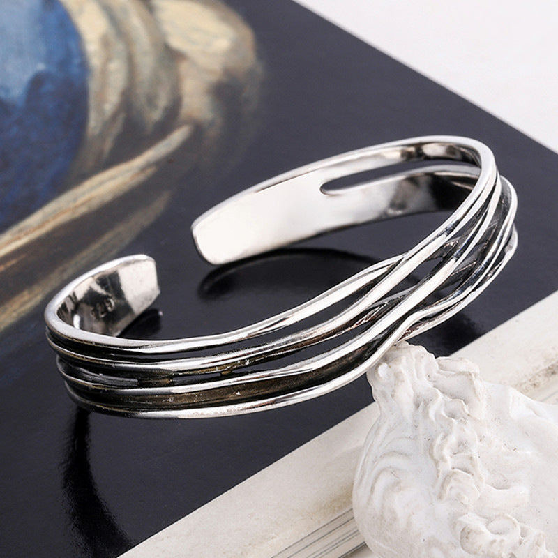 Wave Braided Personalized Cold Style Design Punk Sier Plated Bracelet