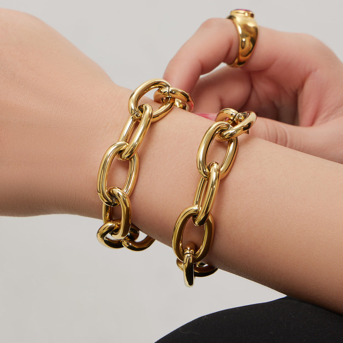 Thick Chain Stainless Steel Gold Plated Jewelry Set
