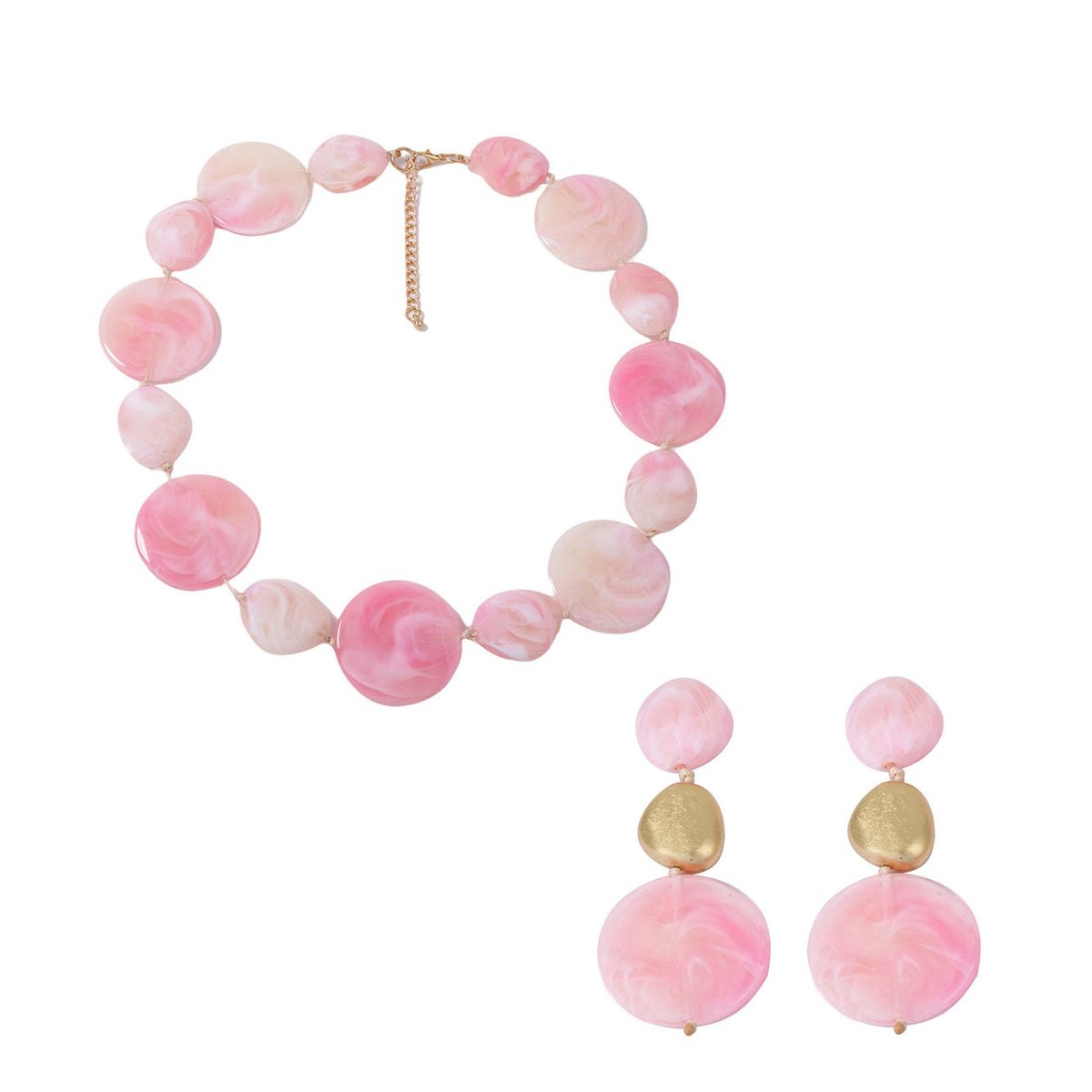 Slouchy Fashion Pink Geometric High-grade Commute Jewelry Set
