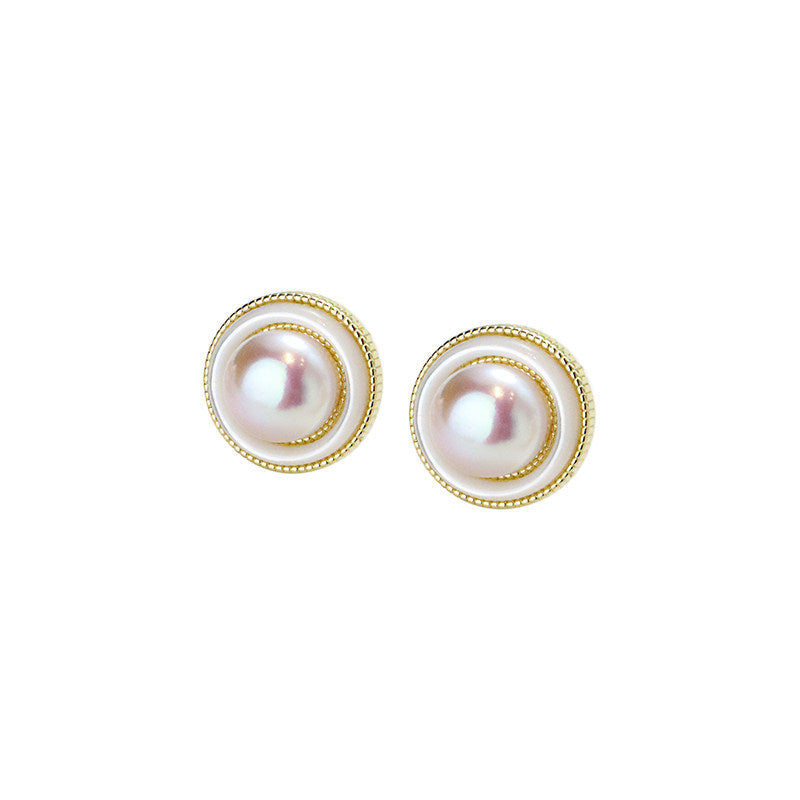Women's Fresh Water Pearl High-grade Minority Fashion Design Simple Fritillary Earrings