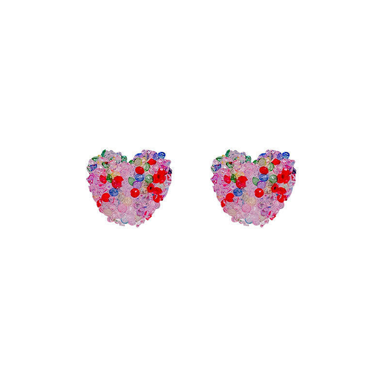 Colorful Flower Fairy Indie Pop Style Granulated Sugar Round Love Earrings