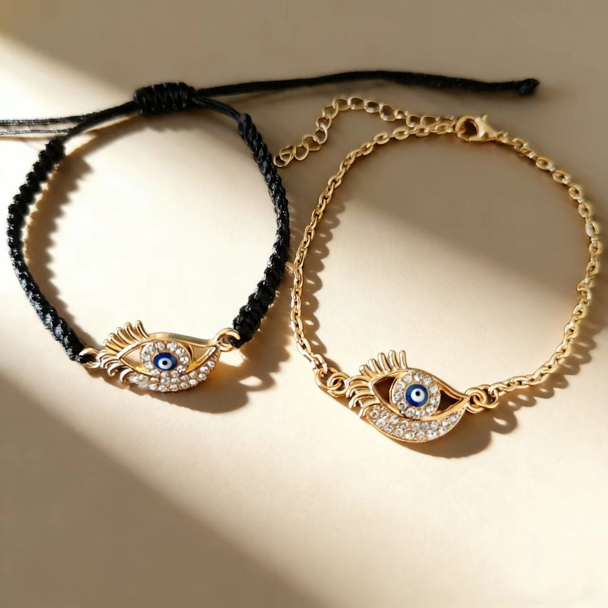 Eye Lucky Guardian Diamond Eyelash Blue Hand-woven Adjustable Bracelet