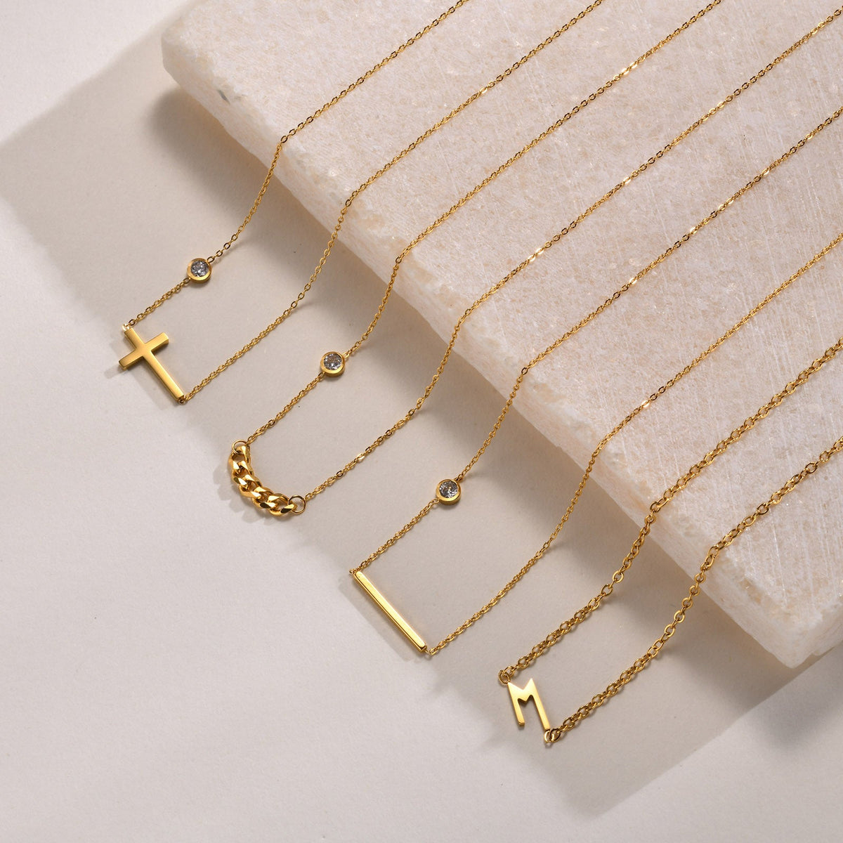 Women's Steel Cross Shelf Simple Single Zircon Clavicle Necklace