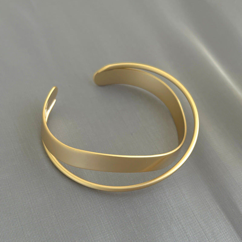 Cold Style Geometric Cross Personality Matte Gold Metal Bracelets