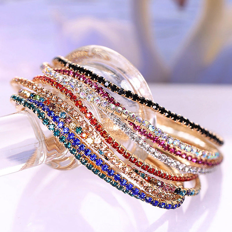 Row Stretch Thin Claw Chain Rhinestone Crystal Bracelets