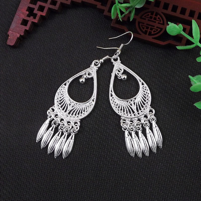 Women's Tibetan Sier Miao Eardrops Classical Ethnic Style Earrings