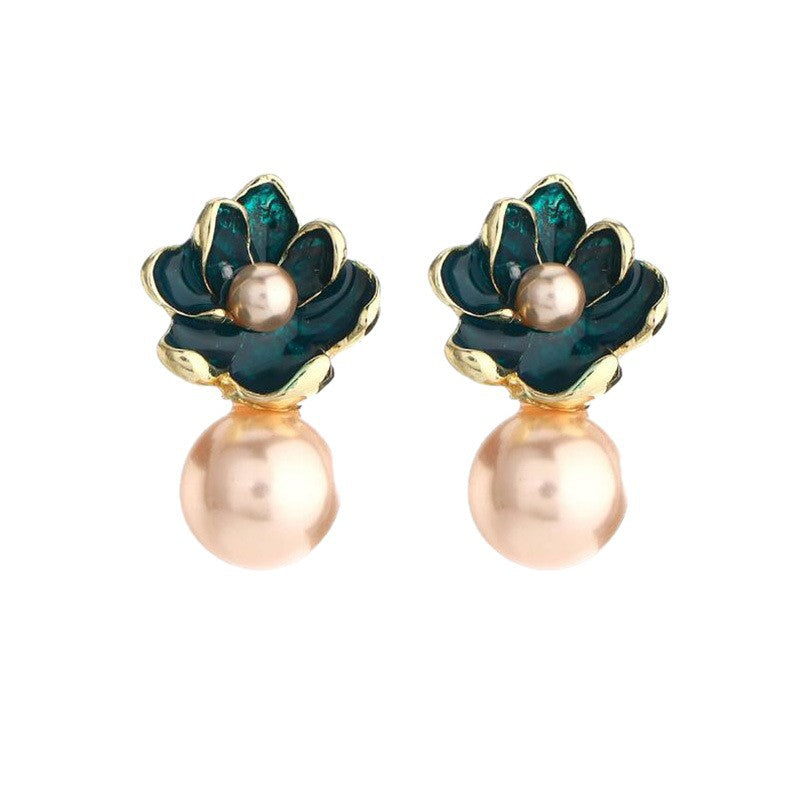 Retro Elegant Blue Flower High-grade Ear Earrings